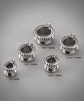 Dope Dragon Steel Ear Gauges 00G 10mm With Screw Back Stainless Steel Ear Tunnels Silver Tone With Diamond Accent