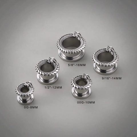 Dope Dragon Steel Ear Gauges 00G 10mm With Screw Back Stainless Steel Ear Tunnels Silver Tone With Diamond Accent