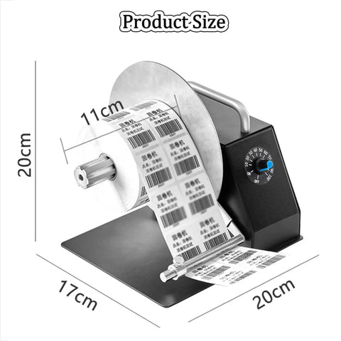 Heavy Duty Adjustable Speed Label Rewinder Machine For Fast Tape And Sticker Reuse. Size shown: 20cm x 20cm base, 11cm roll diameter.