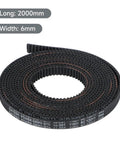 Gates 2GT Timing Belt 2mm Pitch 6mm Wide 2M Length Includes 8 Copper Sleeves for Ender 3 Series Coiled view with size labels