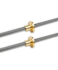 Top Drawer 2 Pack TR8x2 Lead Screw Paired With Genuine Brass Nut 100mm, stainless steel rods for CNC and printer builds.