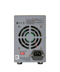 Rock Solid Linear DC Power Supply With Low Ripple For Clean Pure DC Output To Electrical Gear Includes Overvoltage Overcurrent Short Circuit And Overheat Protection Ventilated Case With Heat Dissipation Holes For Reliable Load Power, rear view with AC inlet and fan grille
