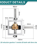 90 Degree Right Angle Worm Gearbox 1 To 20 Reduction Gearbox 1 Module 20 Teeth For Precise Motion And Smooth DIY Control With Aluminum Frame And 8mm Shaft