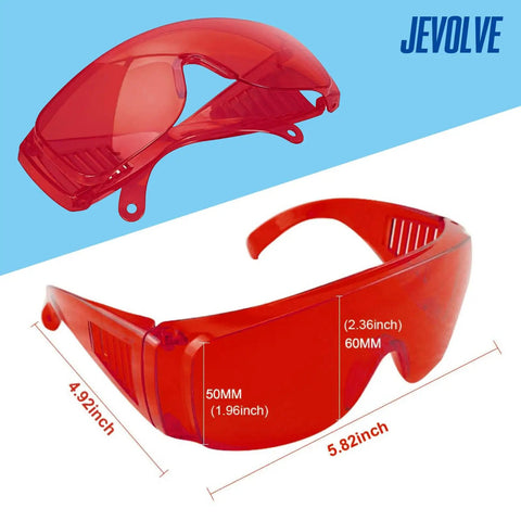 Built Tough Dental Protective Goggles Offering Straight Up Heavy Duty Laser Safety And Ultraviolet Led Shielding To Keep Your Vision Sharp While Dodging Lens Fog During Those Nonstop Clinical Days in red polycarbonate.