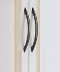 30 Pack Matte Black Cabinet Handles 5 Inch 128mm Screw Spacing Arch Drawer Pulls Modern Aluminum Alloy Hardware installed on cupboard door