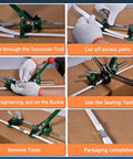 Steps in using Heavy Duty PP Strapping Coil Kit 0.59 In Wide X 0.0315 In Thick, 330 Lb Break Strength, White Poly Strapping