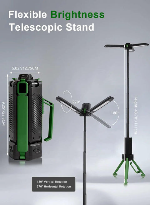 Massive 15000mAh Rechargeable Telescopic Camping Light Lantern With Reinforced Tripod Base, Height Adjustable Dimmable Tent Light