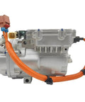 Heavy Duty Electric AC Compressor For BYD E5 And Qin EV Quick Chill 24V System with orange wiring and metal casing.