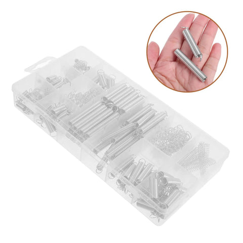 Heavy Duty Compression And Extension Spring Assortment Kit With 200 Pieces For DIY Projects Home Repairs Crafting Versatile Applications Plus Throttle Return Springs, plastic case