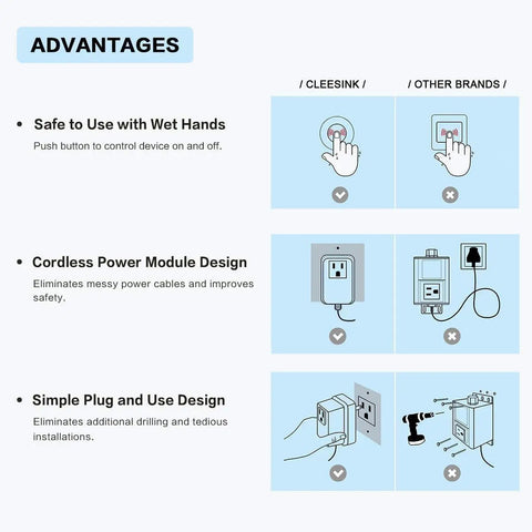 Advantages of Brushed Gold Garbage Disposal Switch Kit With Cordless Air On Off Button for Food Waste Disposer, safe design features