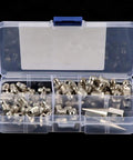 Grease Fittings Kit With 60 Metal Zerks For Spokes And Spoke Nipples, assorted angled metal fittings in plastic case