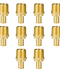 DIY Friendly One Half Inch PEX Fittings Kit, Ten Pack One Half Inch PEX Male Adapters, No Lead Brass, NSF ANSI Certified