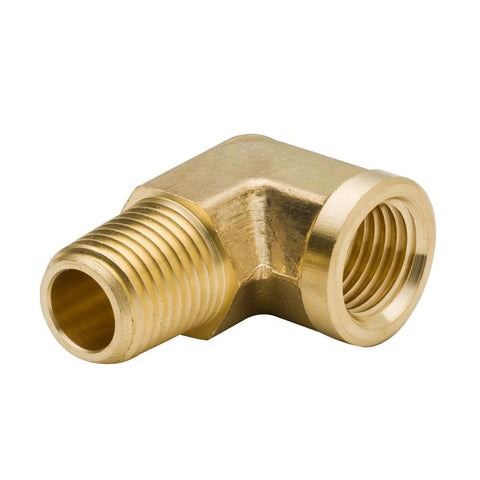 Brass 1/8 in NPT male x 1/8 in NPT female street elbow, 90-degree forged pipe fitting, pack of 2