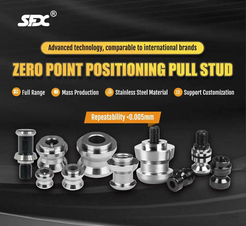 Rock Solid Zero Point Locking Studs With Precision Pull Design For CNC Tooling And Machine Alignment Rust Proof Stainless Steel Construction, various sizes shown