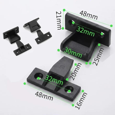 Solid As A Rock 12 Pack Panel Clip Connectors Zero Hassle Abs Plastic Hidden Wall Mounts displayed with measurements.