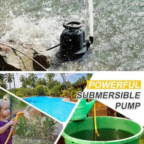 Real Heavy Duty Submersible Sump Pump 1 Hp 5000 Gph Automatic Water Discharge System in action, draining water from pools.