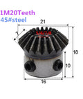 Spiral Bevel Gear 20 Teeth 1 Module 90 Degree Steel Pinion For Mechanical Transmission With Inner Hole Bore 5mm 6mm 7mm 8mm And M5 Screw