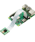 5MP Raspberry Pi Camera Module With 1080P HD OV5647 Sensor attached to a Raspberry Pi board, fixed focus lens, infrared filter.