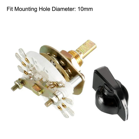 Dope Band Channel Rotary Switch With 2 Poles And 3 Throws, showing the 10mm mount and 6mm shaft with plastic knob detached
