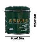 Green container of Nozzle Cleaner Gel 200g For Welding Spatter And Flux Removal shown with dimensions