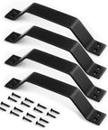 9 Inch Sliding Barn Door Handle Set In Black Frosted Finish, Heavy Duty Carbon Steel Door Pull For Interior And Exterior Doors, Easy Install Gate Handle, 4 Pack