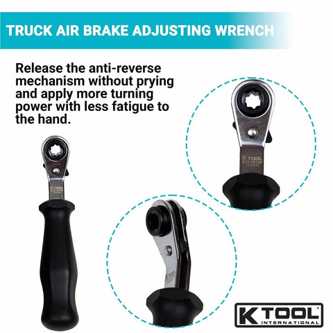 Heavy Duty Truck Air Brake Automatic Slack Adjuster Set With Fork End Release Design Tool showcasing adjustable wrench handle.