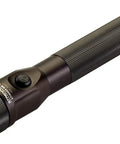 Stinger DS 425 Lumen Rechargeable LED Flashlight With 26000 Candela, 322 Meter Beam Distance, black flashlight with dual switches.