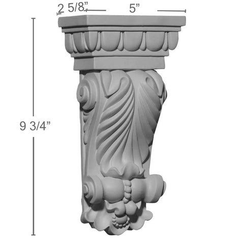 Colton Leaf High Density Urethane Corbel Five Inches Wide Two And Five Eighths Inches Deep Nine And Three Quarters Inches Tall Six Pack