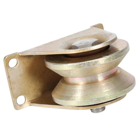 Professional Grade Kickass Heavy Duty V Groove Wheels For Sliding Gates And Patio Doors 2 Pack 60 Millimeter Steel Casters With Mounting Brackets side view of steel caster wheel