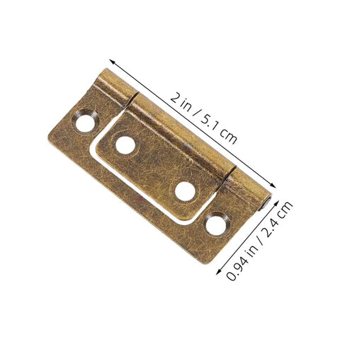 Heavy Duty Stainless Steel Cabinet Door Hinges 10 Pack, Flush Mount Non Mortise Hinges With Full Hardware Kit, 51x25x1.2mm, shown flat