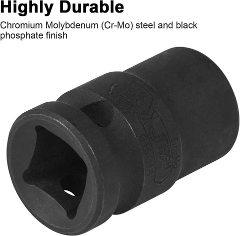 Three Quarter Inch Drive 36mm Deep Impact Socket For Axle Nut Removal Six Point Pro Grade Chromium Molybdenum Alloy Steel