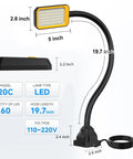 20-Inch LED Gooseneck Work Light With 1500LM Output, 6500K Daylight, adjustable lamp with screw mount base and cord