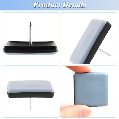 Heavy Duty Teflon Chair Sliders 22 Mm Square Nail On Furniture Glides PTFE Floor Savers grayish blue glide pad with spike