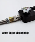 Close-up of DIN Scuba Fill Station 4500psi HPA Filling Adapter Valve with 32 Inch Fill Hose and 8mm Quick Disconnect