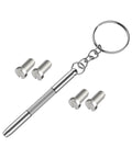 Precision Screwdriver And Four Replacement Screws For Oakley Crosshair OO4044 Sunglasses repair tool and screws on keychain.