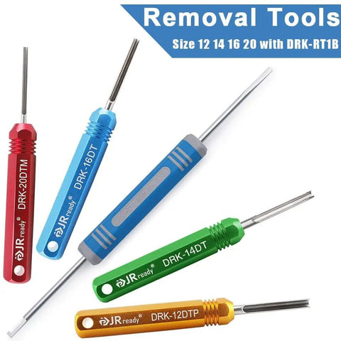 Set of five colored removal tools with sizes 12, 14, 16, 20, and DRK-RT1B labels, displayed on a white background.