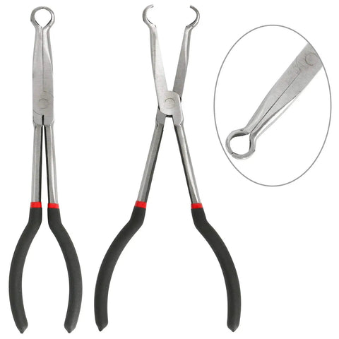 Long Needle Nose Pliers Set 11 Inch 5 Piece Kit With Nipper Bent Nose Duckbill End Cutting And Diagonal Pliers For Tight Spaces