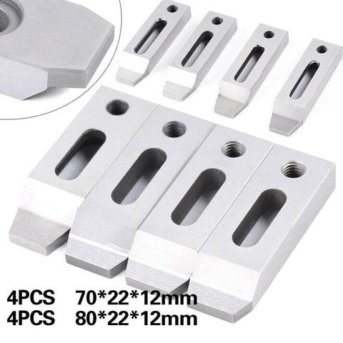 Set Of 4 Magnetic Jig Clamps For Wire EDM Fixture Boards In Stainless Steel With M8 By 1.25 Screws, top view of clamps