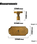 Antique Brass Cabinet Knobs With Backplate 6 Pack Solid Zinc Alloy dimensions showing handle and backplate measurements 1.3 inch and 2.8 inch.