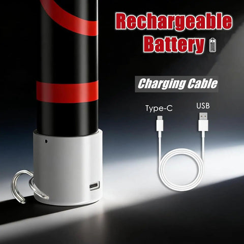 30 Inch Bendable LED Flashlight Stick With Rechargeable Battery High Lumen Mechanic Light showing Type-C and USB charging cable