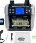 Heavy Duty Money Counter Machine Processes Swift Cash Bills Automatic Denomination Sorting Serial Number Reading Built In Printer with bills sorting.