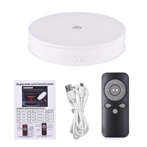 Top Notch 10 Inch Electric Photography Turntable With Super Quiet Motor And Bright LED Spotlight Remote Control for detailed product showcasing.
