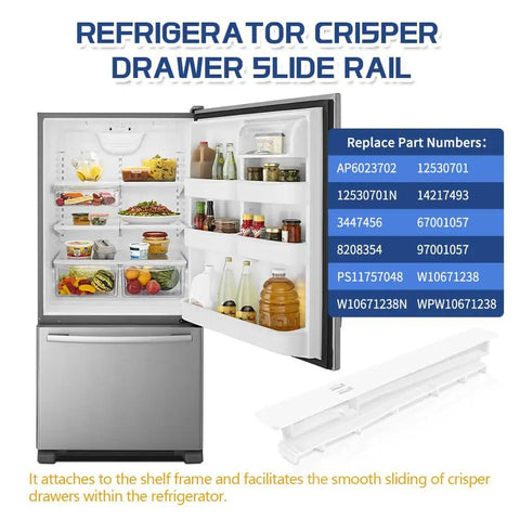 No Drama Fix For Your Fridge Crisper Drawer Using This Heavy Duty Center Slide Rail Totally Smooth Fit For Whirlpool Kenmore Maytag Models
