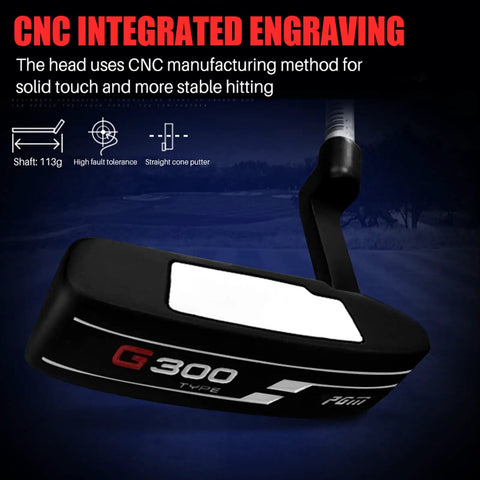 Blade Golf Putter With Notched Groove Design for precise rolls right-handed graphite shaft side view