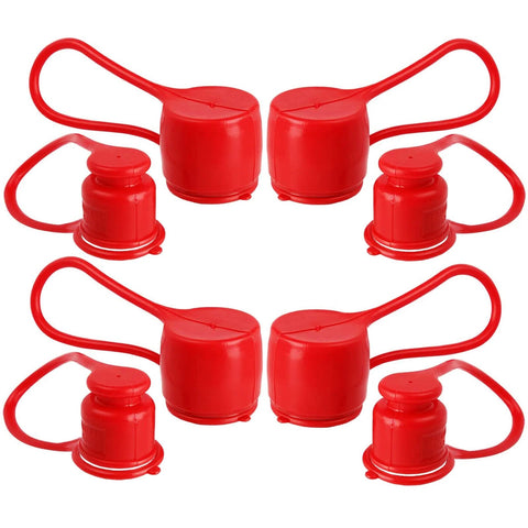 Dust caps for 1/2 in flat-face hydraulic quick-connect couplers, red rubber, set of 4