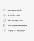 Feature icons for Thinline SimpleSpa SS150 Fresh Water Bidet Attachment For Non Electric Toilets White With Self Cleaning Nozzle And SafeCore Valve.
