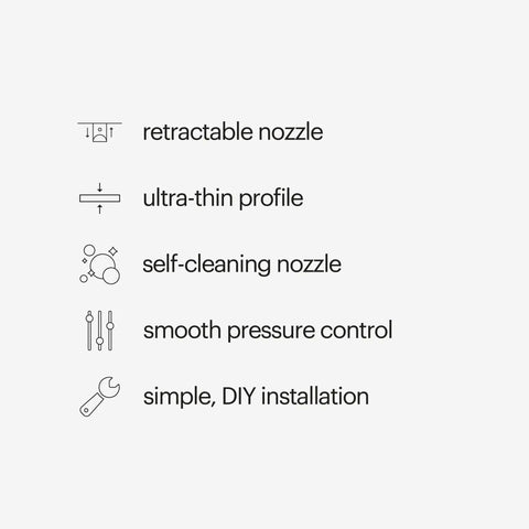 Feature icons for Thinline SimpleSpa SS150 Fresh Water Bidet Attachment For Non Electric Toilets White With Self Cleaning Nozzle And SafeCore Valve.