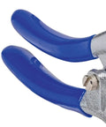 Close-up of blue handles on Heavy Duty Sheet Metal Hand Punch Tool for Holes Up To Nine Thirty Second Inch