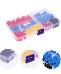 Premium Tapered Silicone Stoppers Kit With Easy Grip Rubber Plugs For Sealing Test Tubes Flasks And Bottles Perfect Heavy Duty Coating Paint Projects And Lab Experiments You Can Trust These High Temp Plugs To Save Time And Keep Your Gear Safe., clear storage box with assorted tapered silicone stoppers in multiple sizes