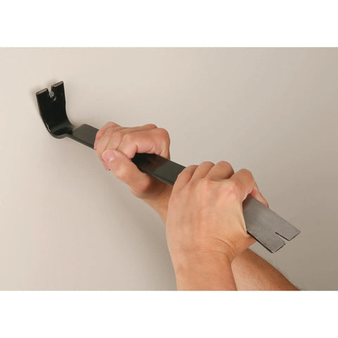 15 Inch Heavy Duty Flat Pry Bar With Integrated Nail Puller Rust Resistant Enamel Finish Ultra Durable Forged Heat Treated Carbon Steel Crow Bar used for prying